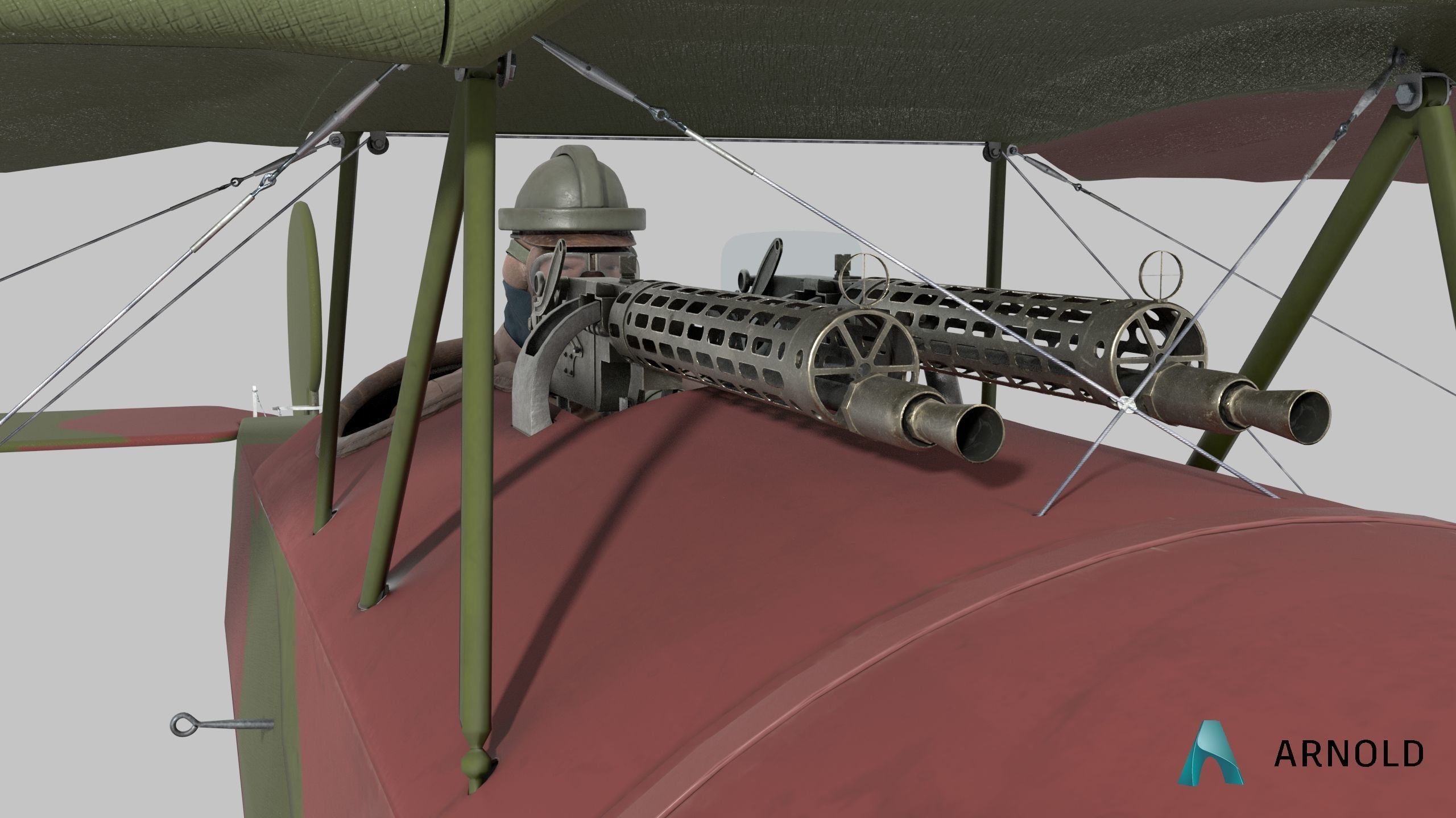 Fokker D2 plane Low-poly 3D model_17