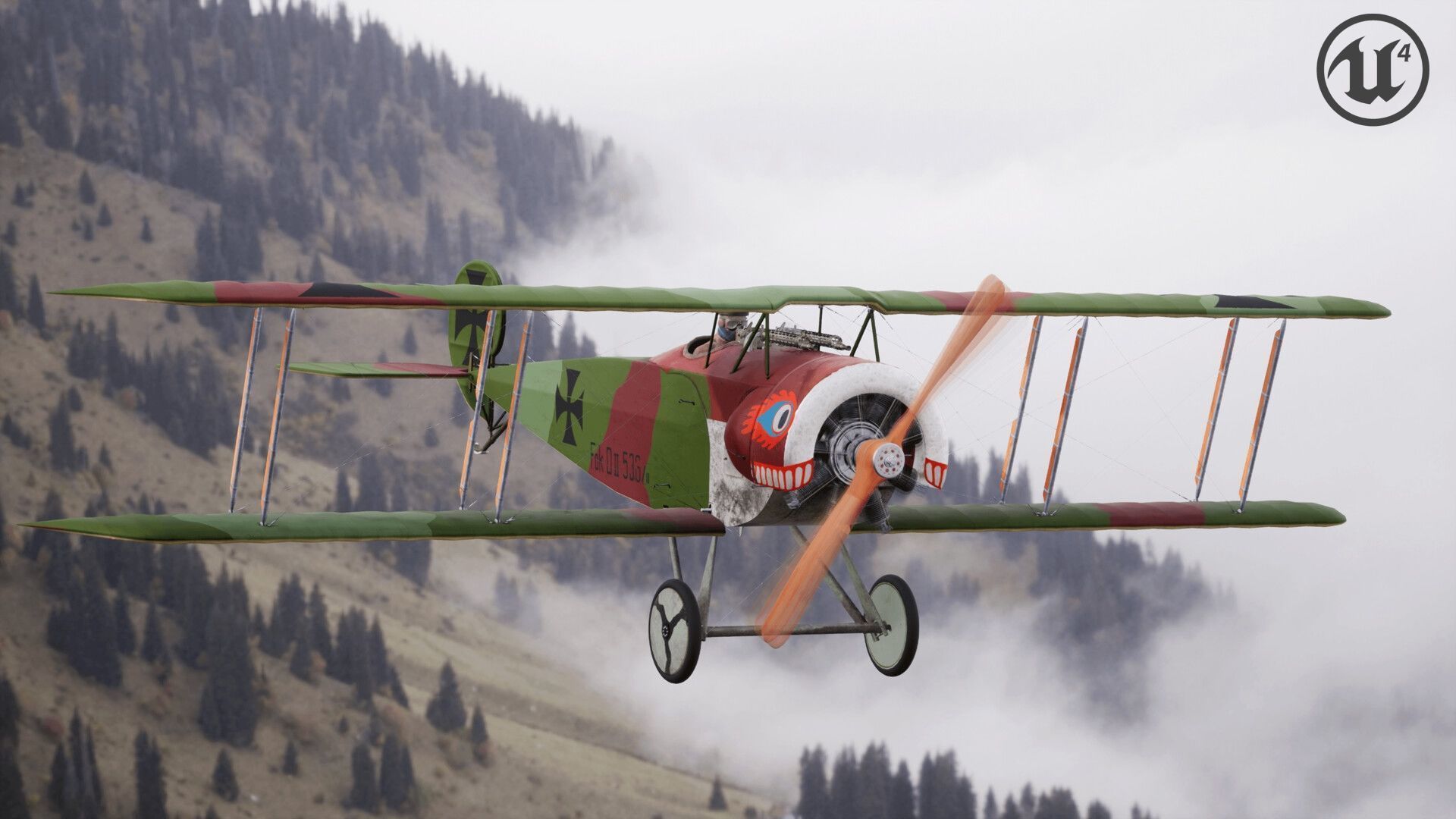 Fokker D2 plane Low-poly 3D model_6