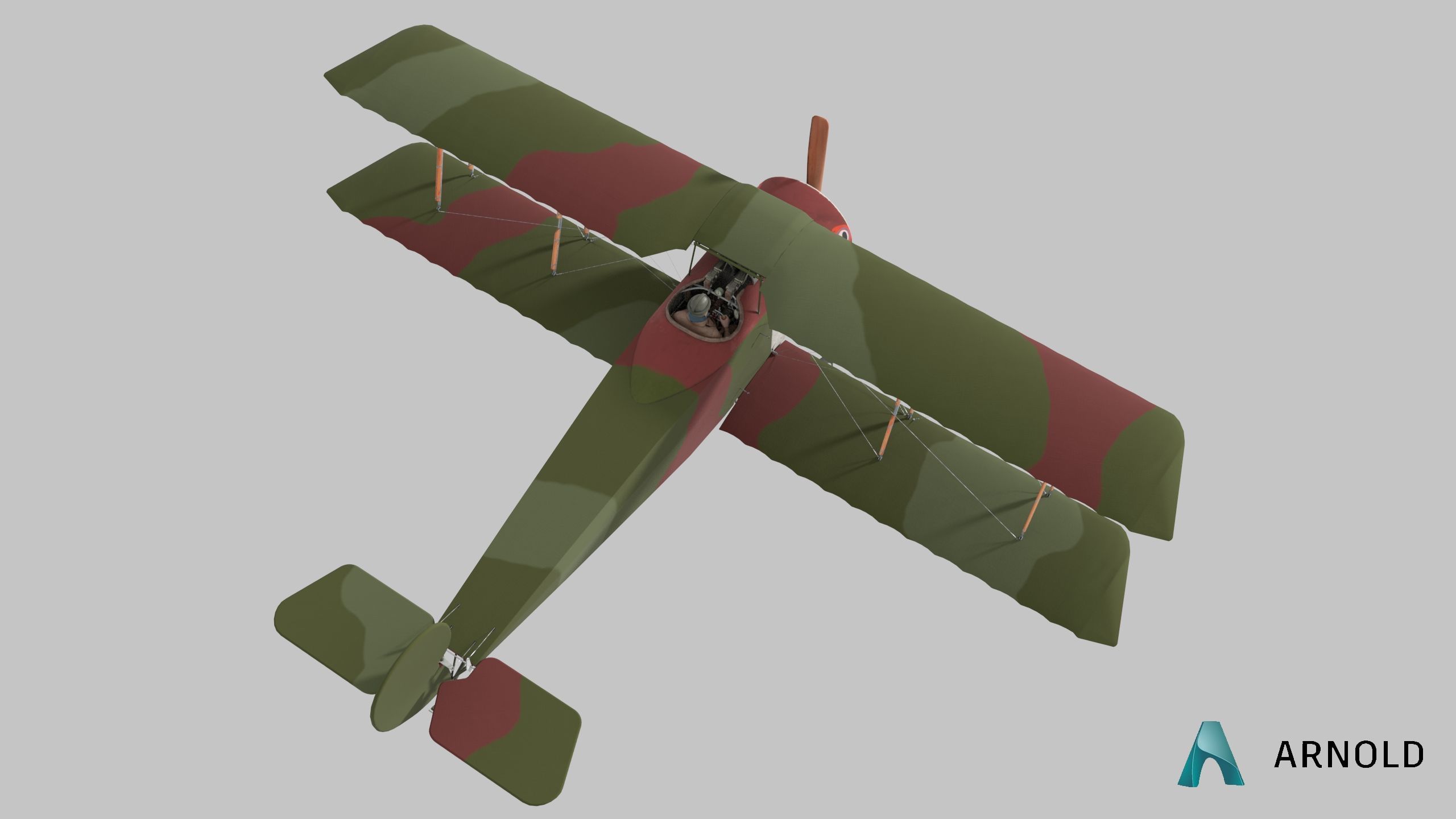 Fokker D2 plane Low-poly 3D model_19