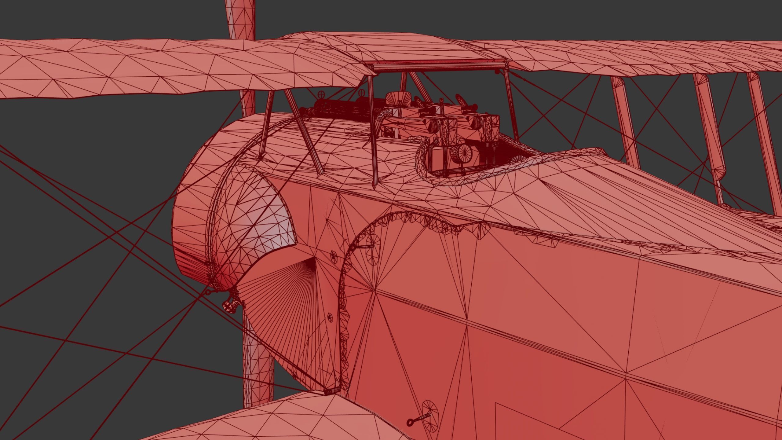 Fokker D2 plane Low-poly 3D model_34