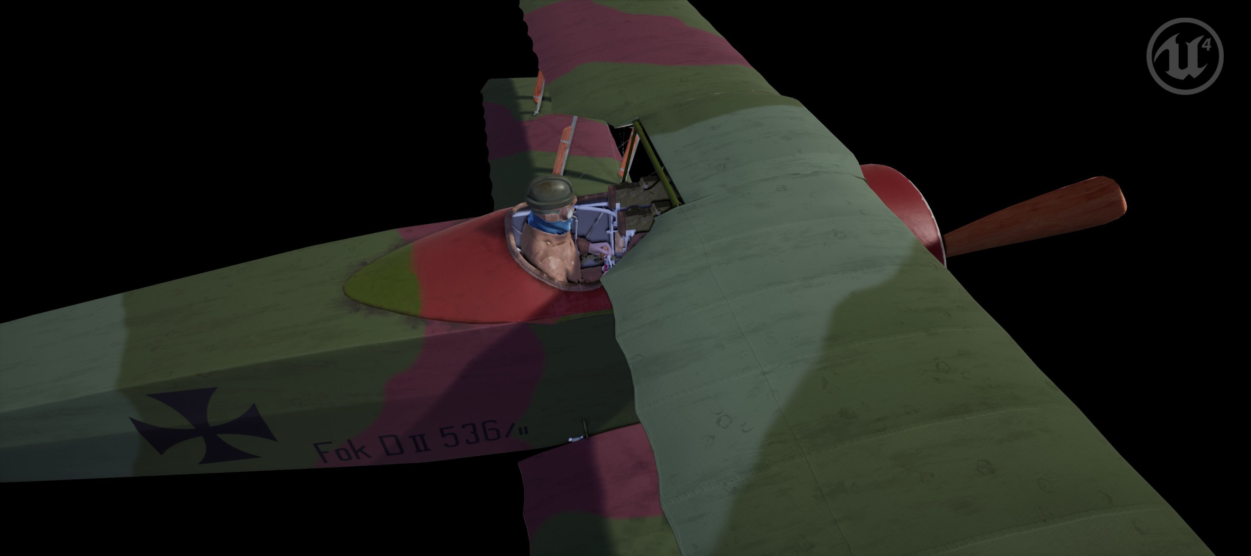 Fokker D2 plane Low-poly 3D model_3