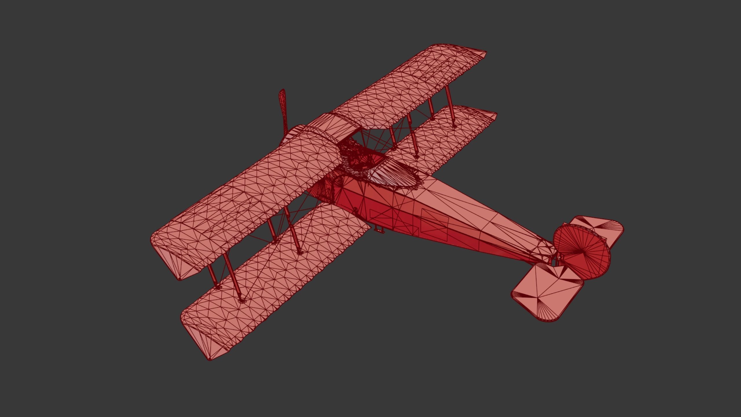 Fokker D2 plane Low-poly 3D model_33