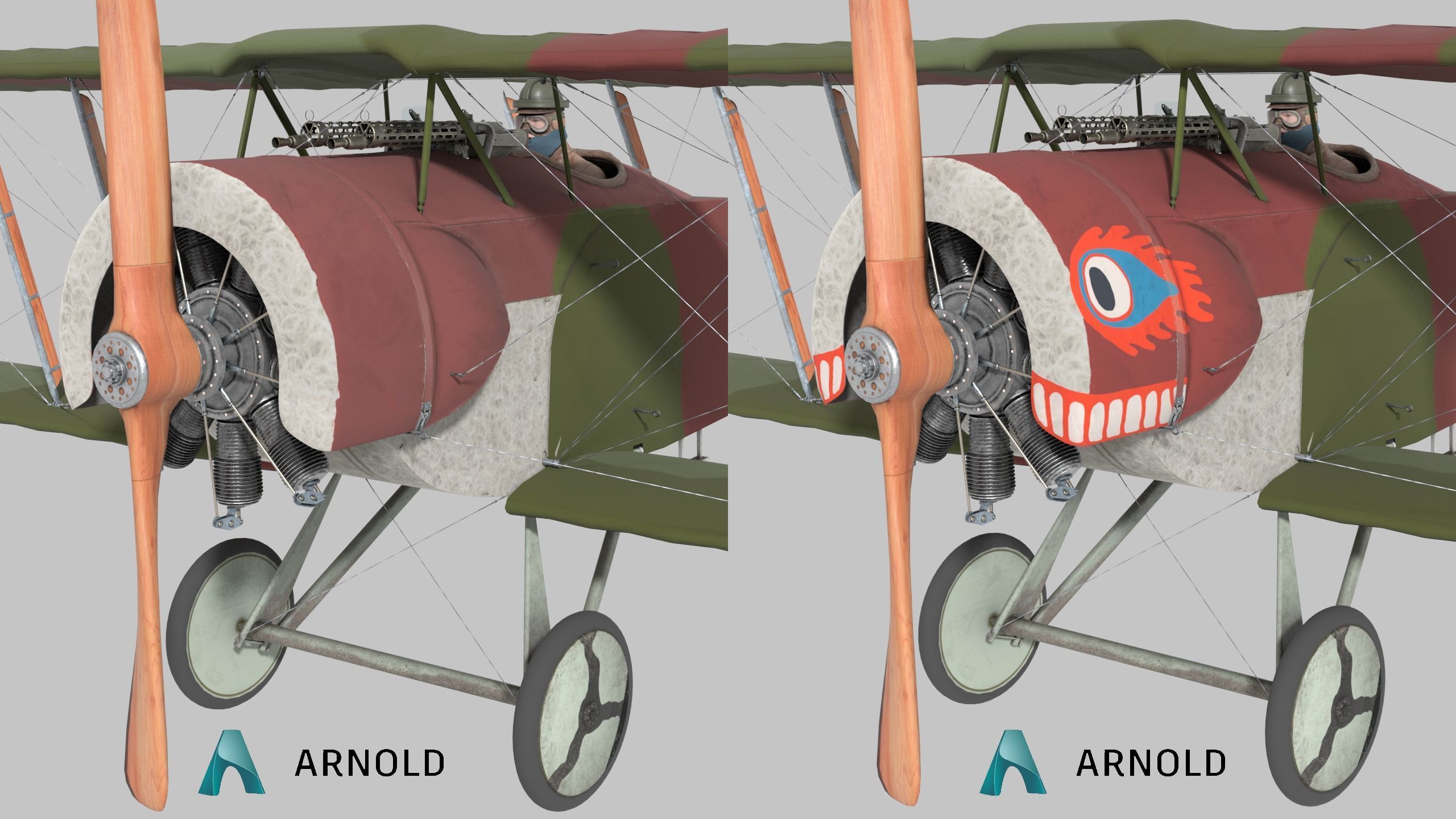 Fokker D2 plane Low-poly 3D model_14