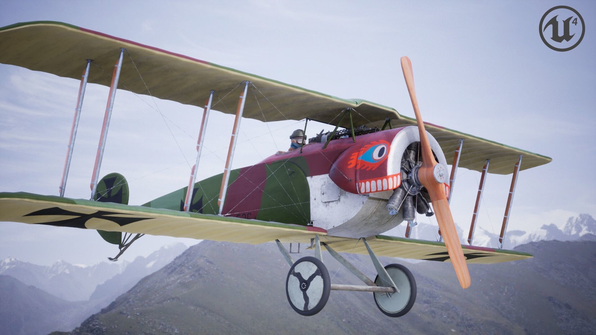 Fokker D2 plane Low-poly 3D model_2