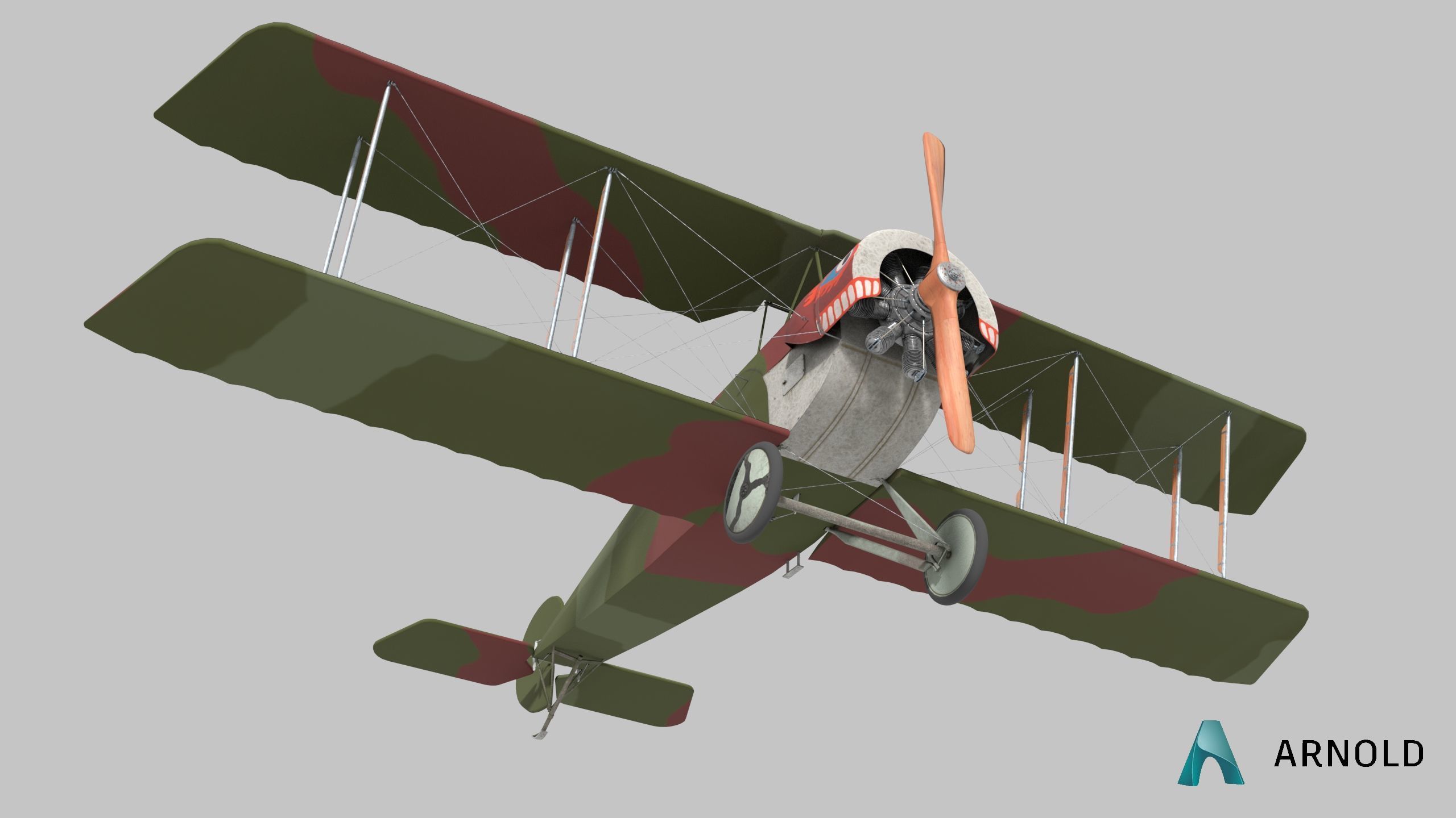 Fokker D2 plane Low-poly 3D model_18
