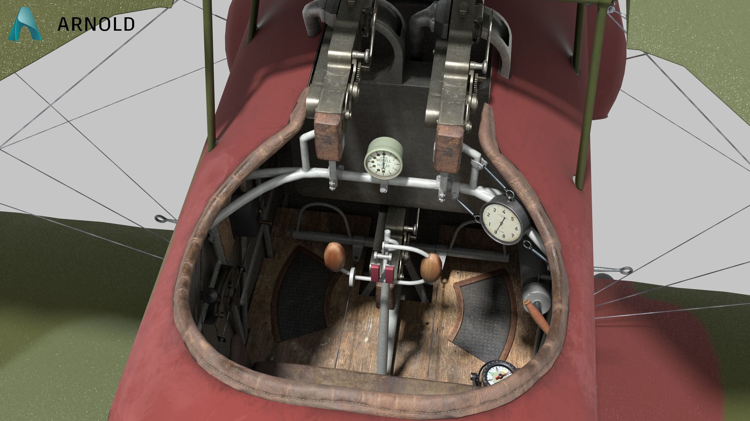 Fokker D2 plane Low-poly 3D model_22