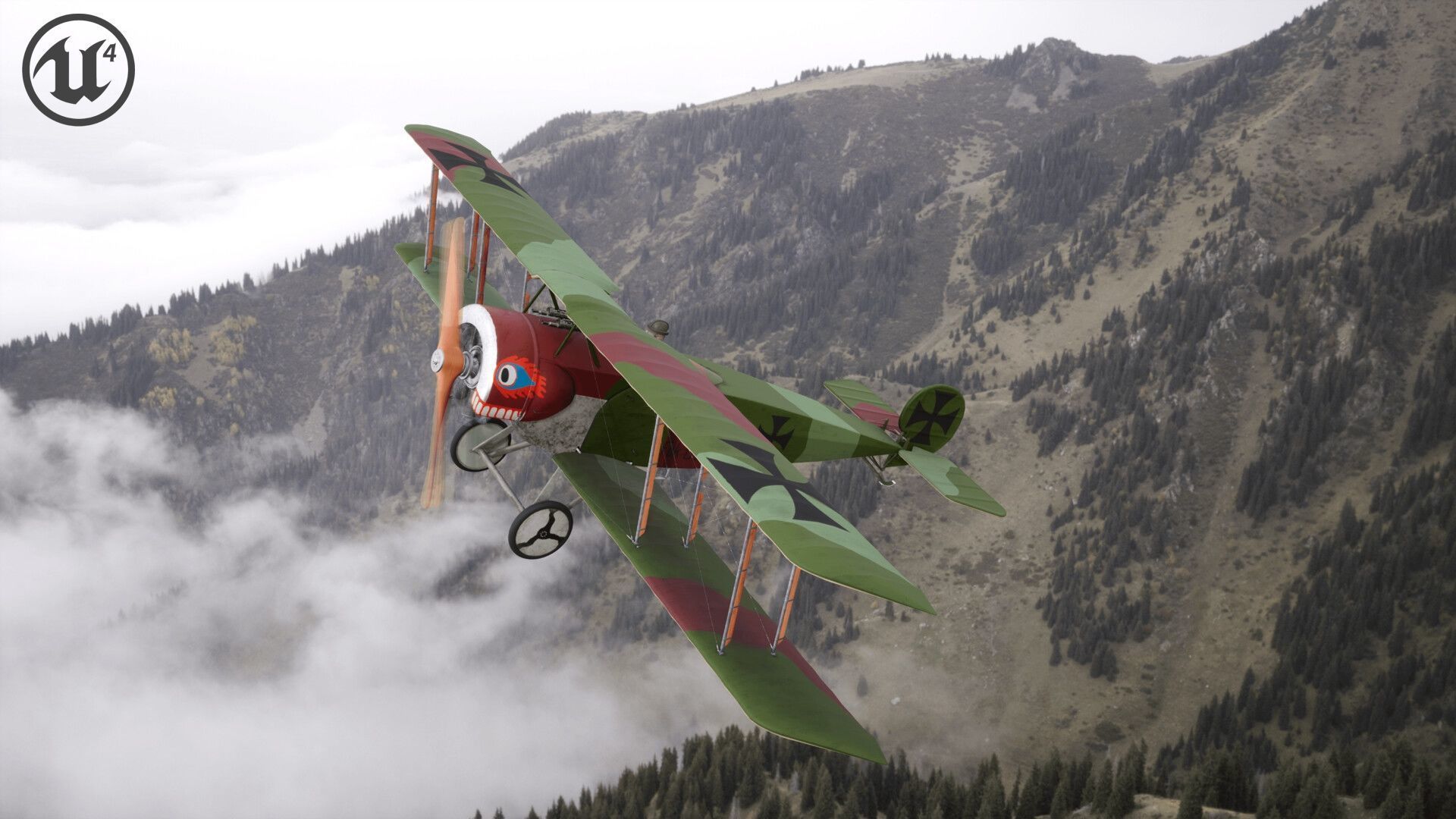 Fokker D2 plane Low-poly 3D model_4