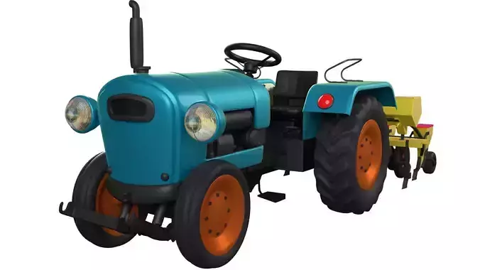 Tractor Seed Drill Low-poly 3D model