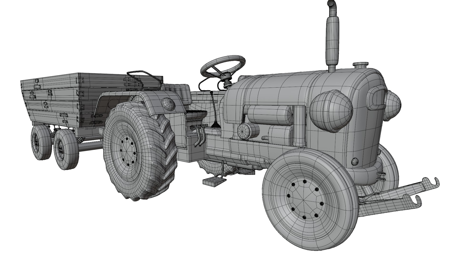 Tractor Trolley Low-poly 3D model_15