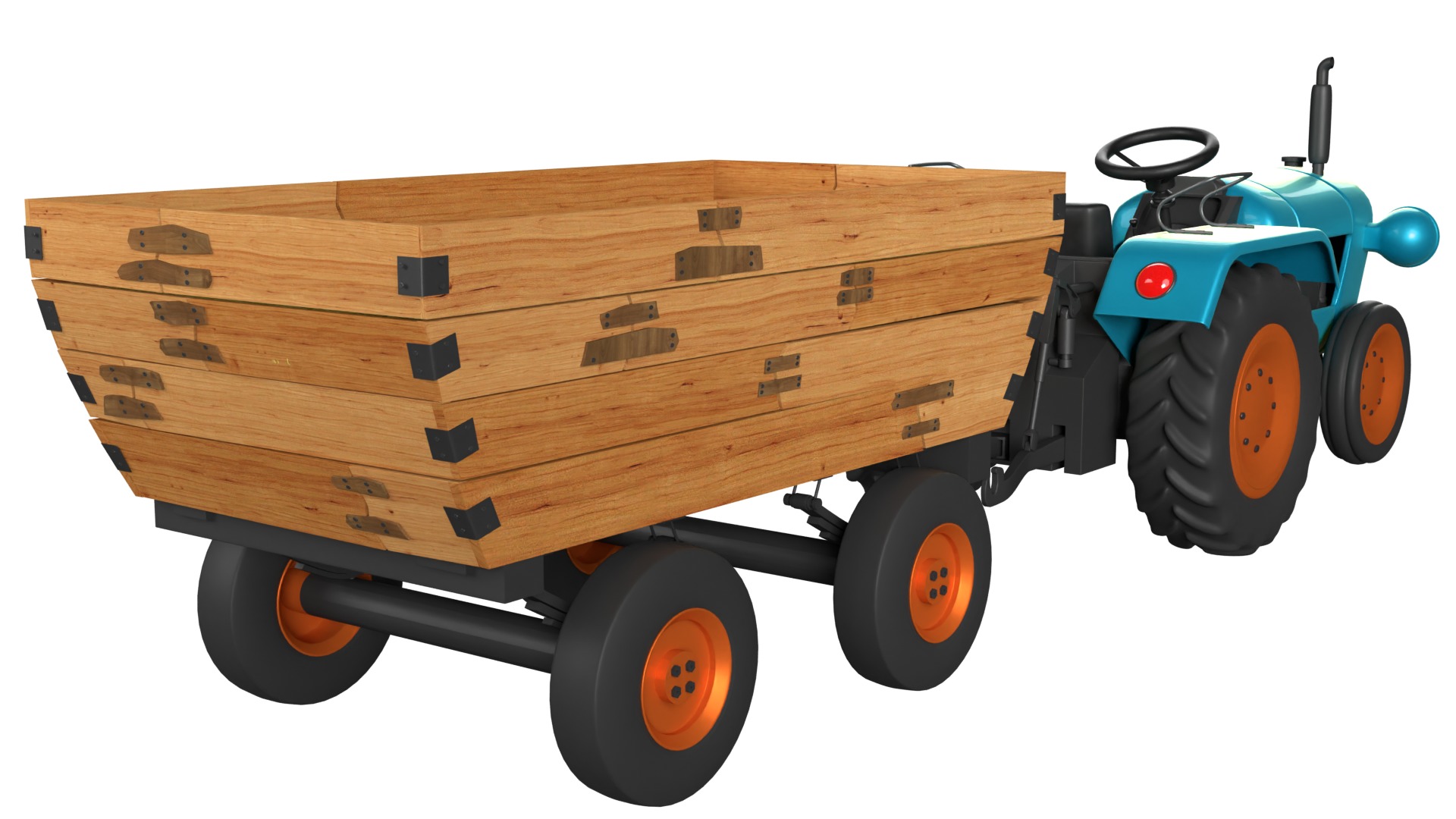 Tractor Trolley Low-poly 3D model_2
