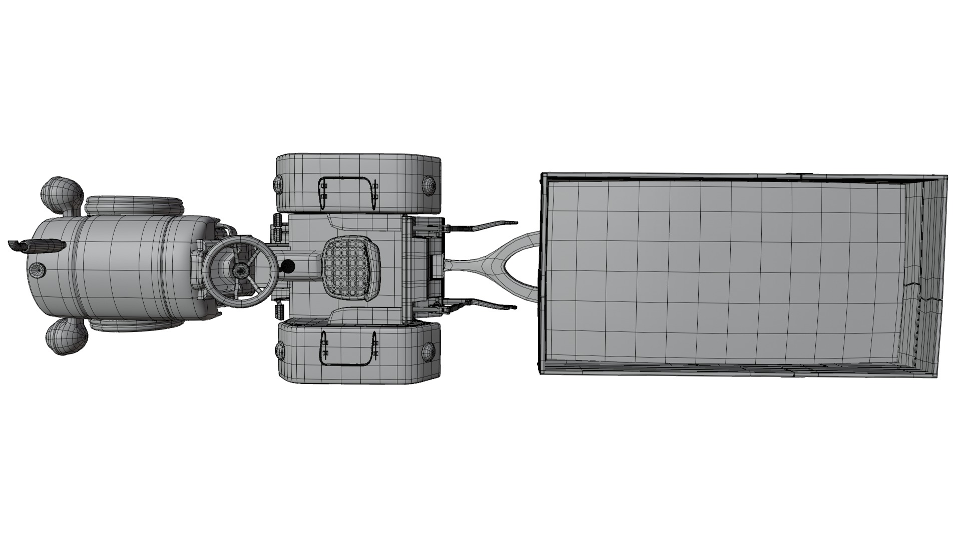 Tractor Trolley Low-poly 3D model_17