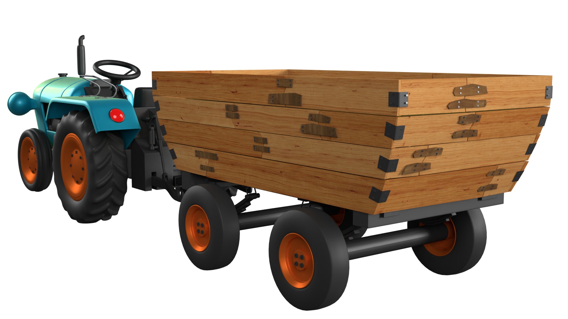 Tractor Trolley Low-poly 3D model_4