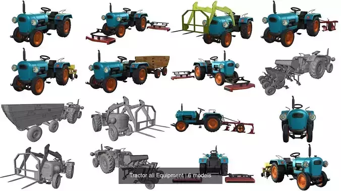 Tractor all Equipment 3D Model Collection
