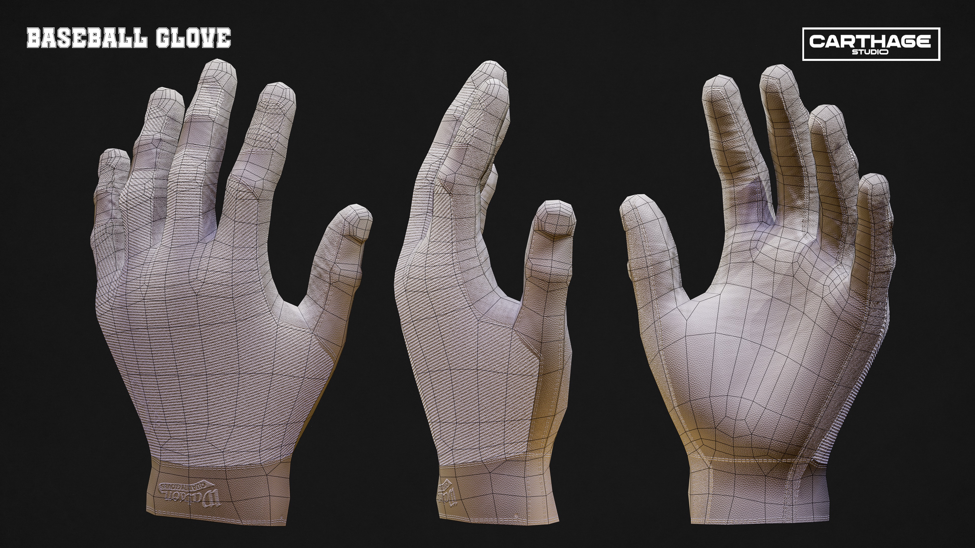 Oakland Athletics Character And Essential Baseball Equipment Low-poly 3D model_14