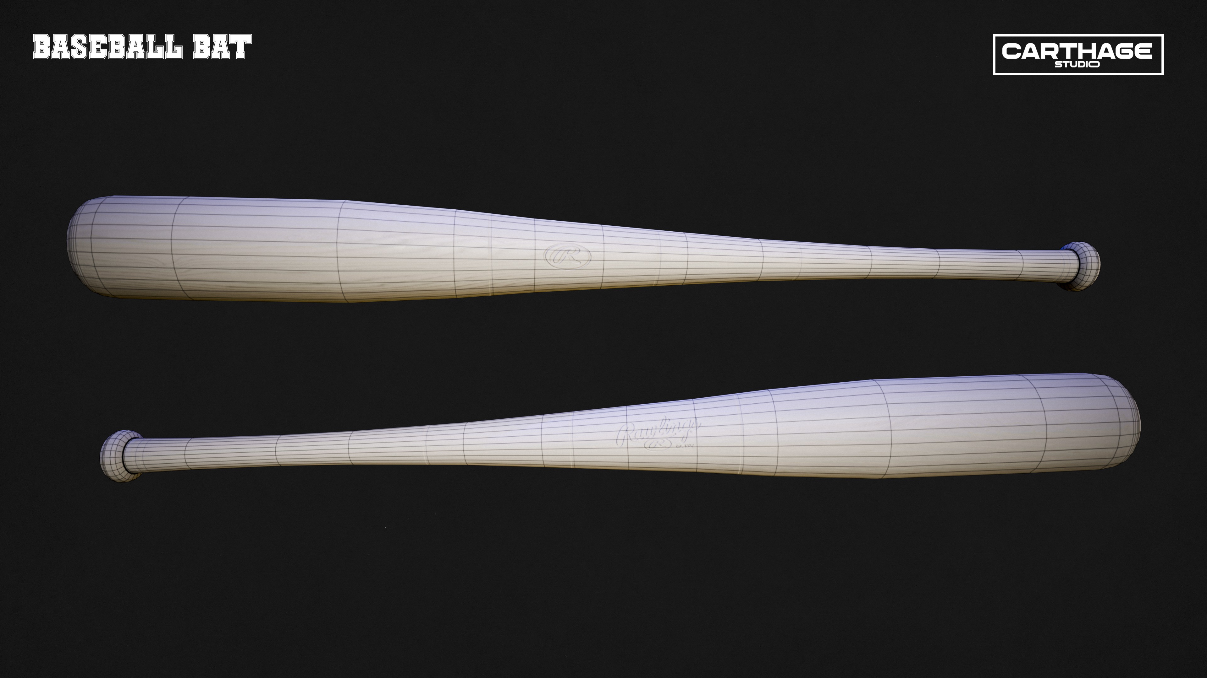 Oakland Athletics Character And Essential Baseball Equipment Low-poly 3D model_12