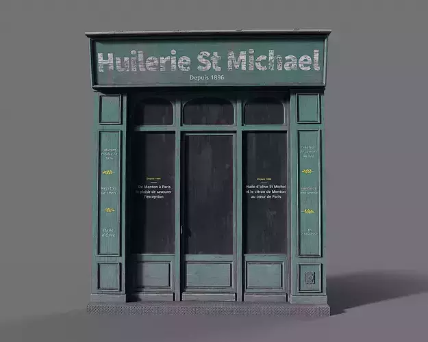  Parisian vintage storefront Low-poly 3D model