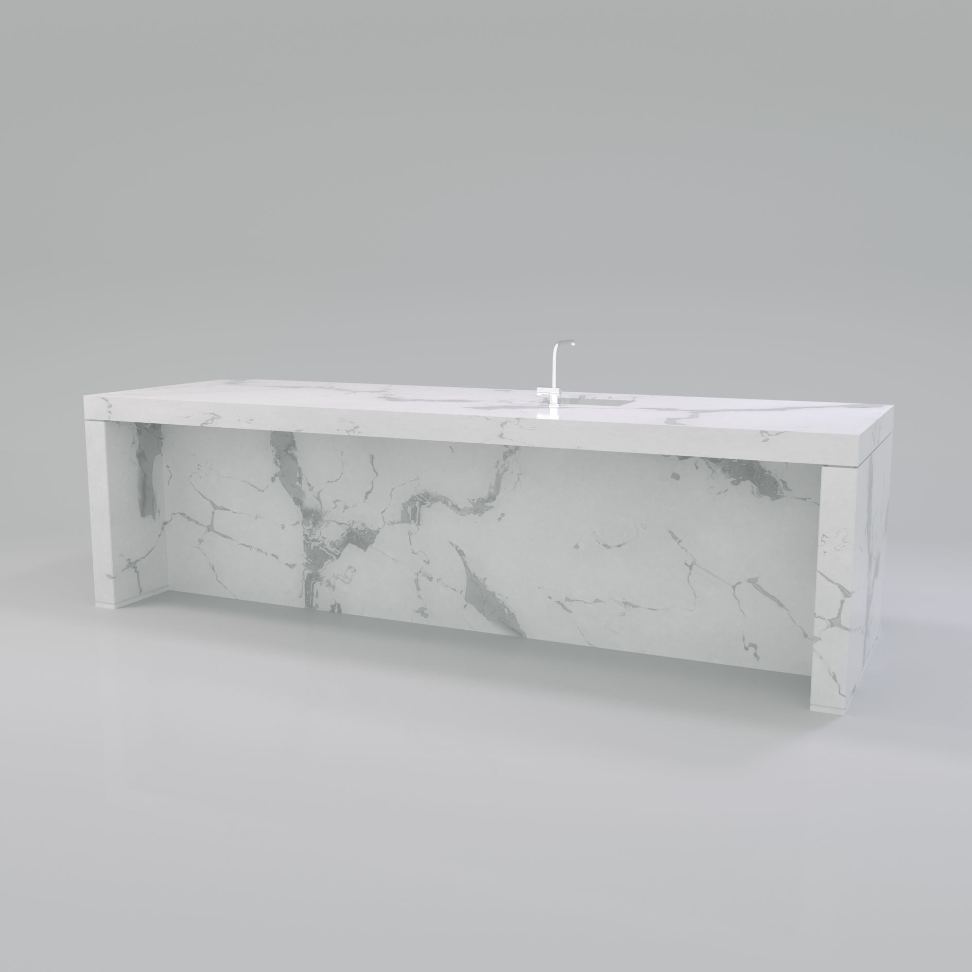 Detailed Modern Kitchen Island  3D model_1