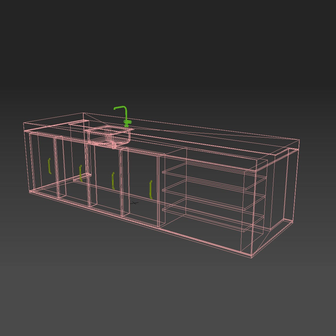 Detailed Modern Kitchen Island  3D model_2