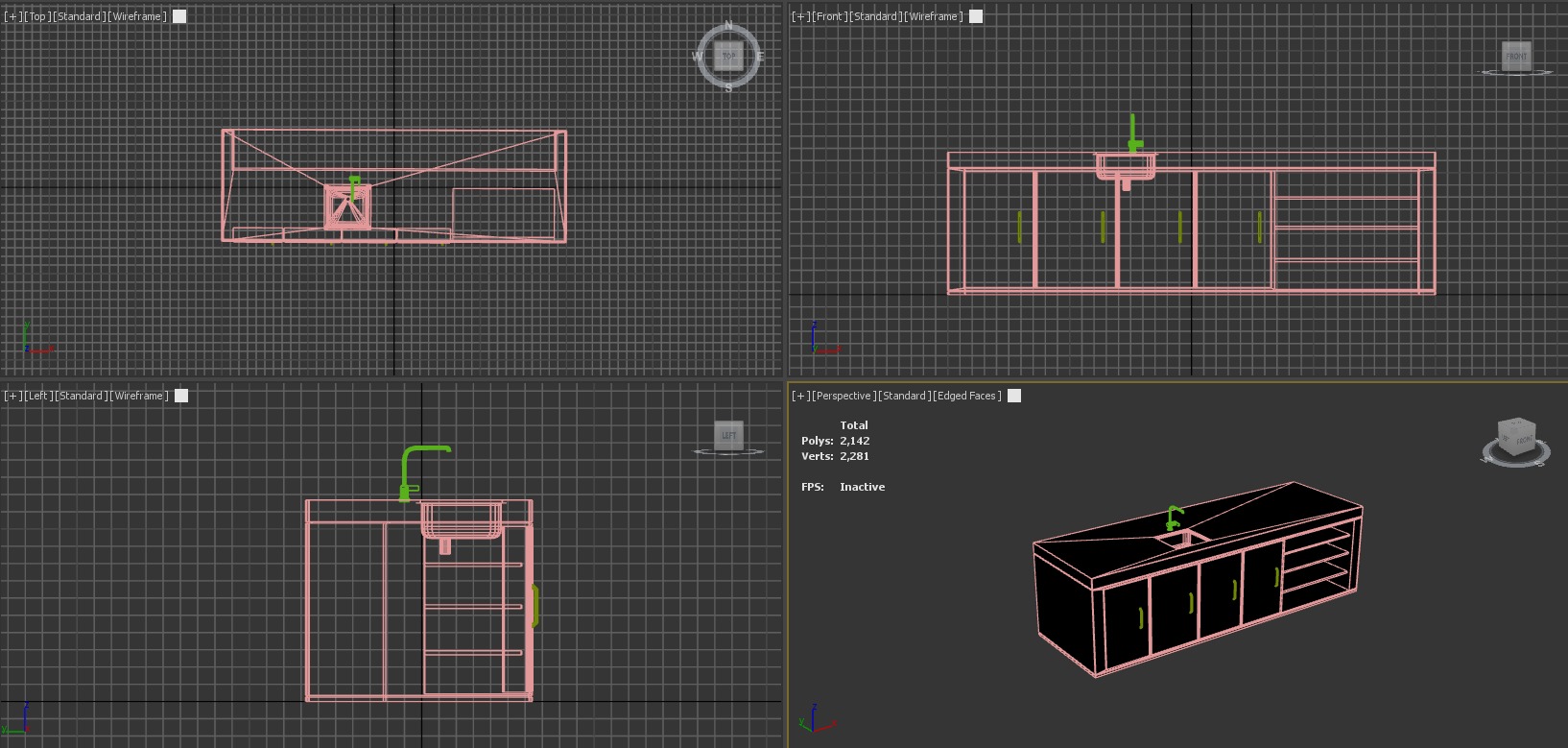 Detailed Modern Kitchen Island  3D model_3