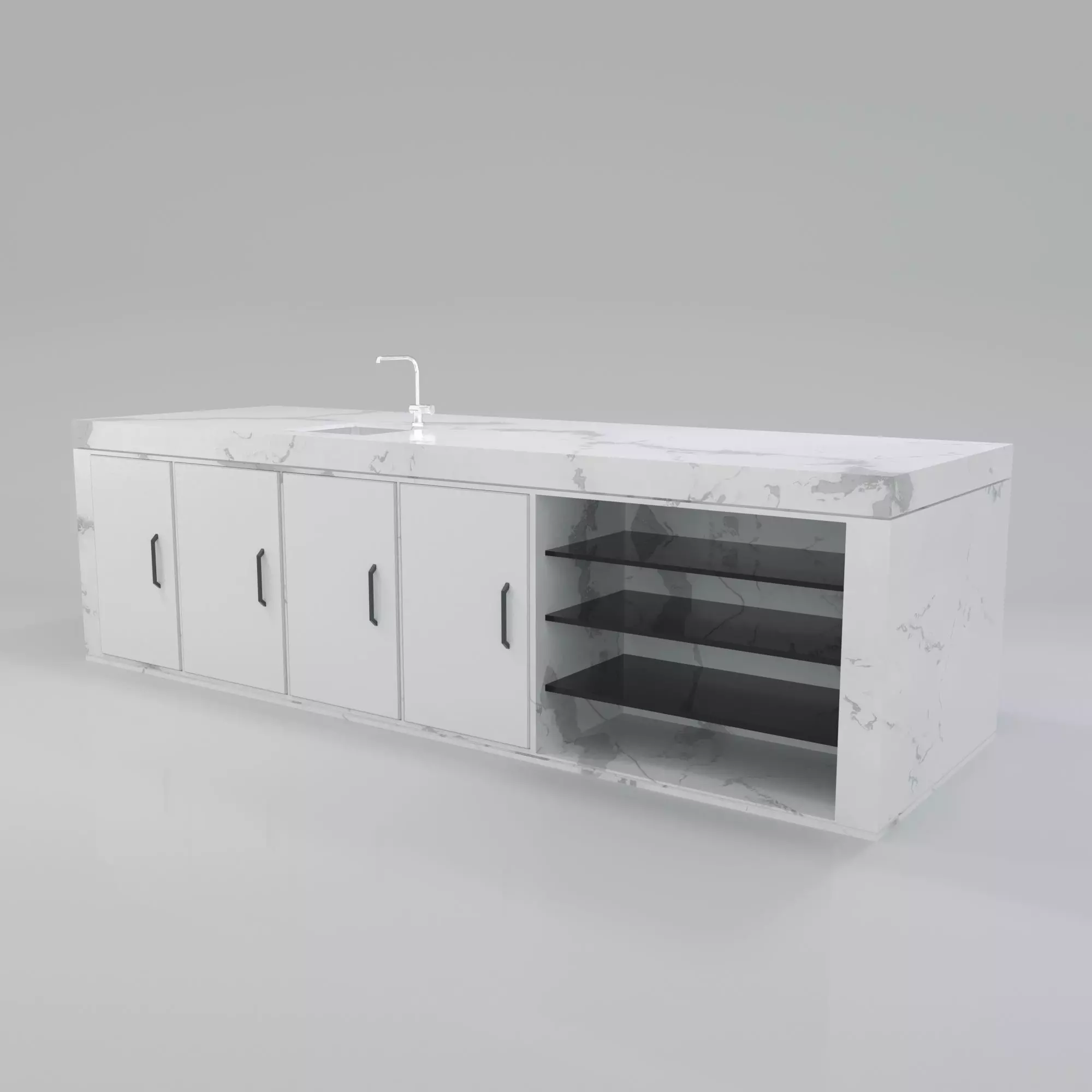 Detailed Modern Kitchen Island  3D model_0