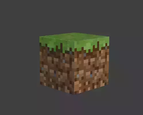 Minecraft Grass Block Blender Object Low-poly 3D model