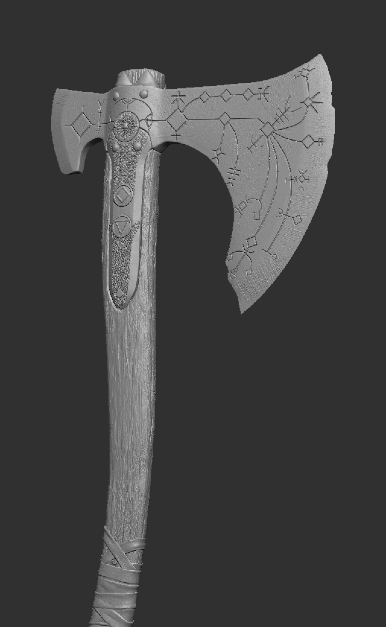 Axe Kratos Leviathan God of War Low-poly 3D model_6