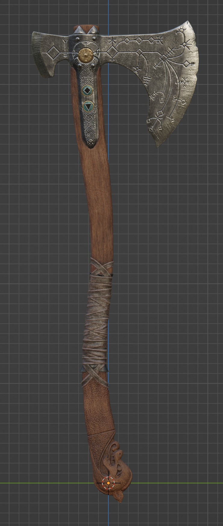 Axe Kratos Leviathan God of War Low-poly 3D model_3