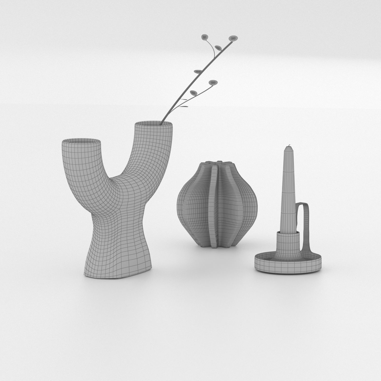 Decorative Vases And Candlesticks Low-poly 3D model_4