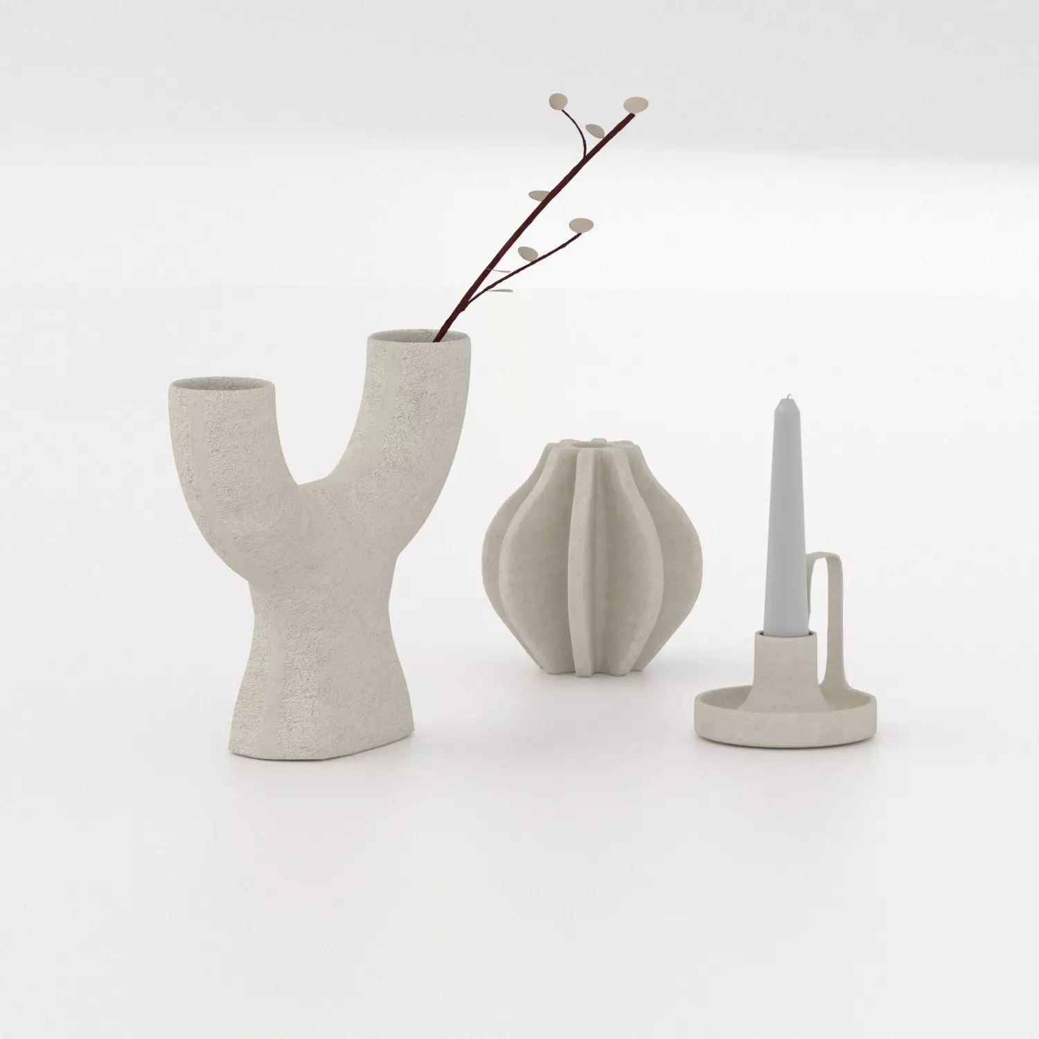 Decorative Vases And Candlesticks Low-poly 3D model_0