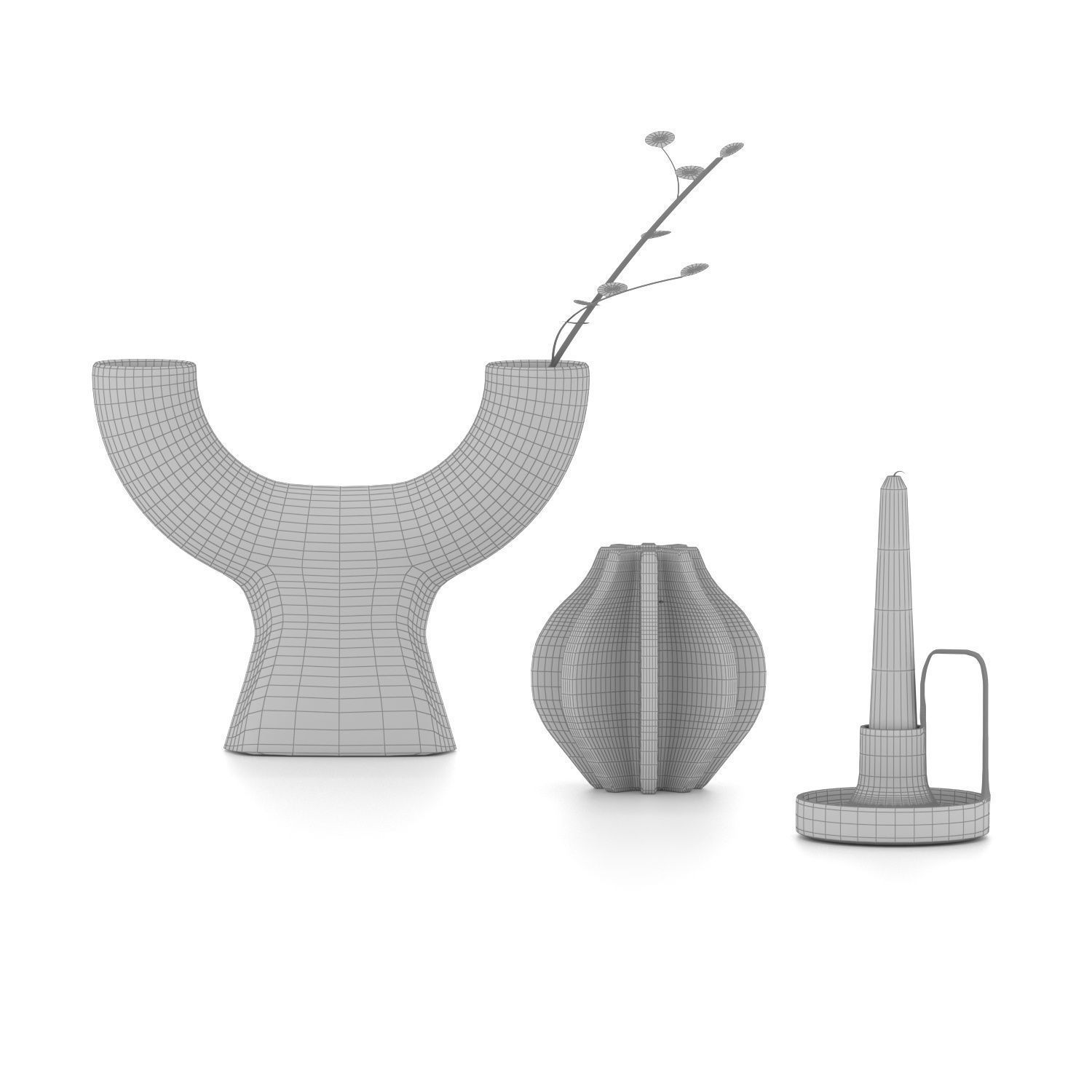 Decorative Vases And Candlesticks Low-poly 3D model_3