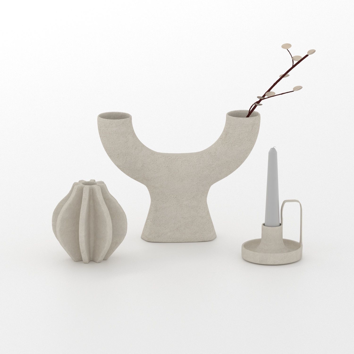 Decorative Vases And Candlesticks Low-poly 3D model_1