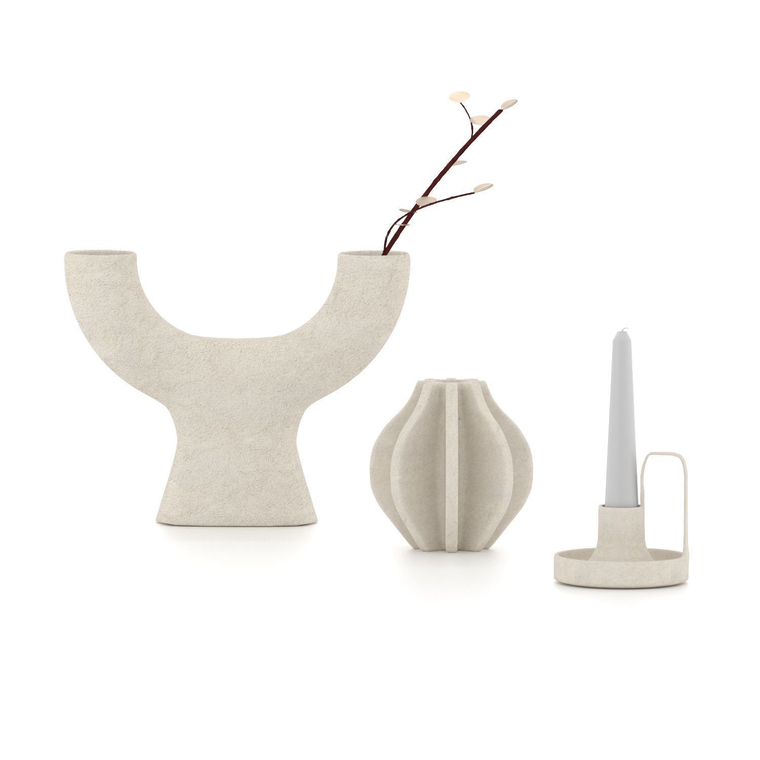 Decorative Vases And Candlesticks Low-poly 3D model_2