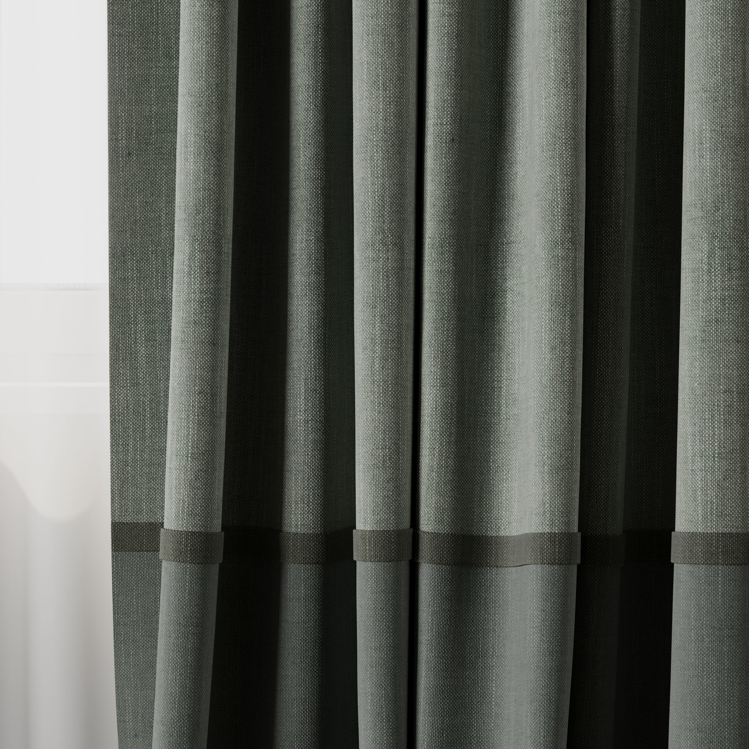 curtain with rod 06 Green Curtain Low-poly 3D model_2
