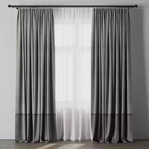 curtain with rod 06 Green Curtain