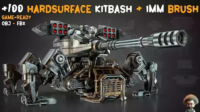 100 HardSurface Kitbash and IMM Brush  Vol 02