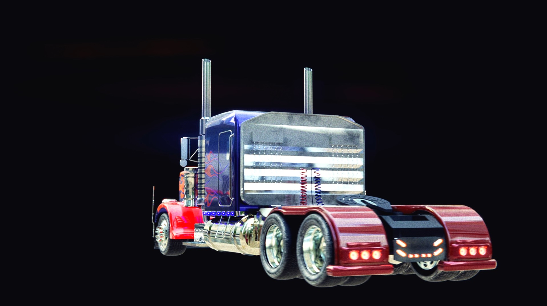 Optimus Prime Truck 1992 peterbilt 379 Transformers Movie 3D model_2