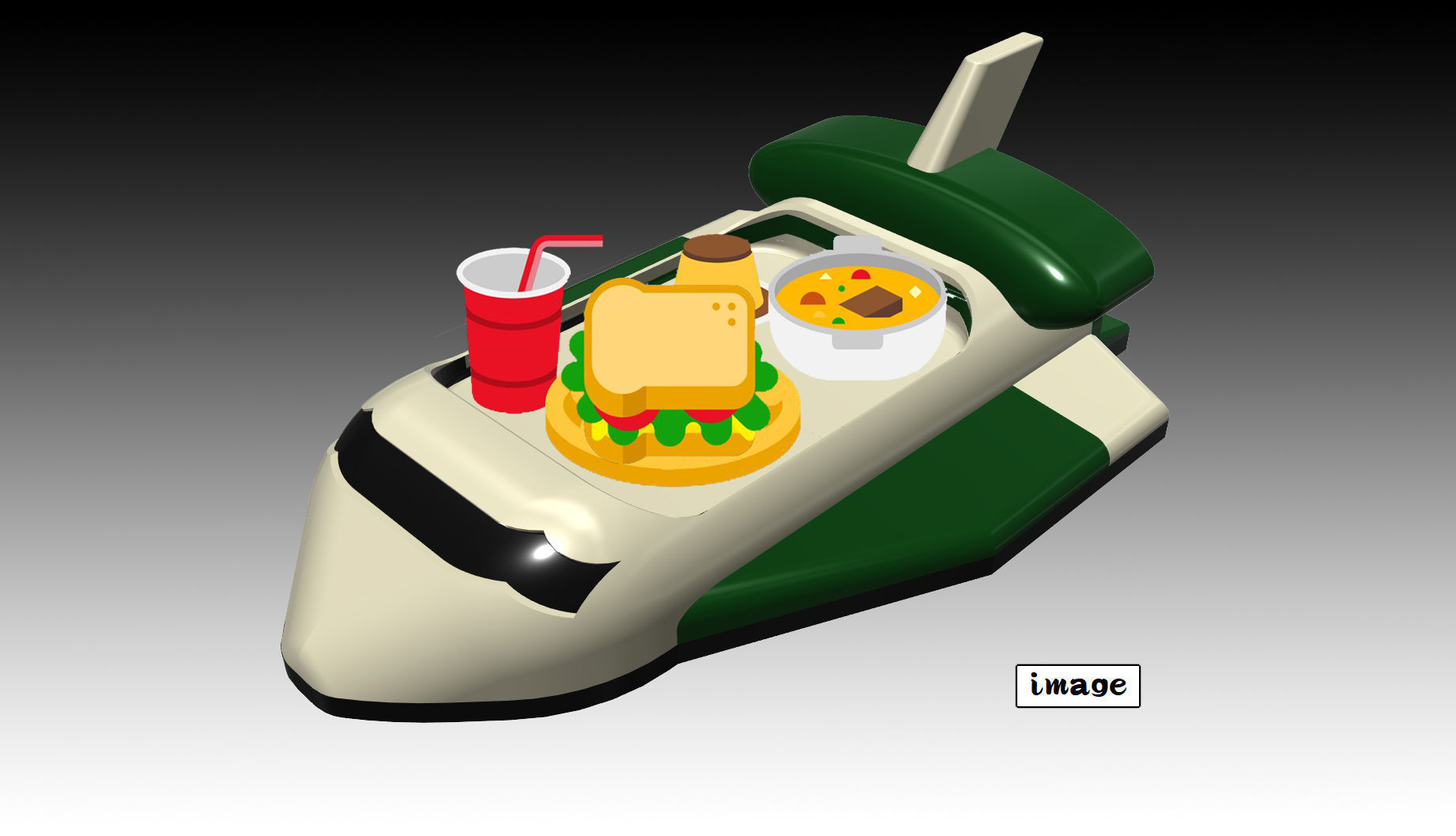 Lunch Plate Space Shuttle 3D print model_15