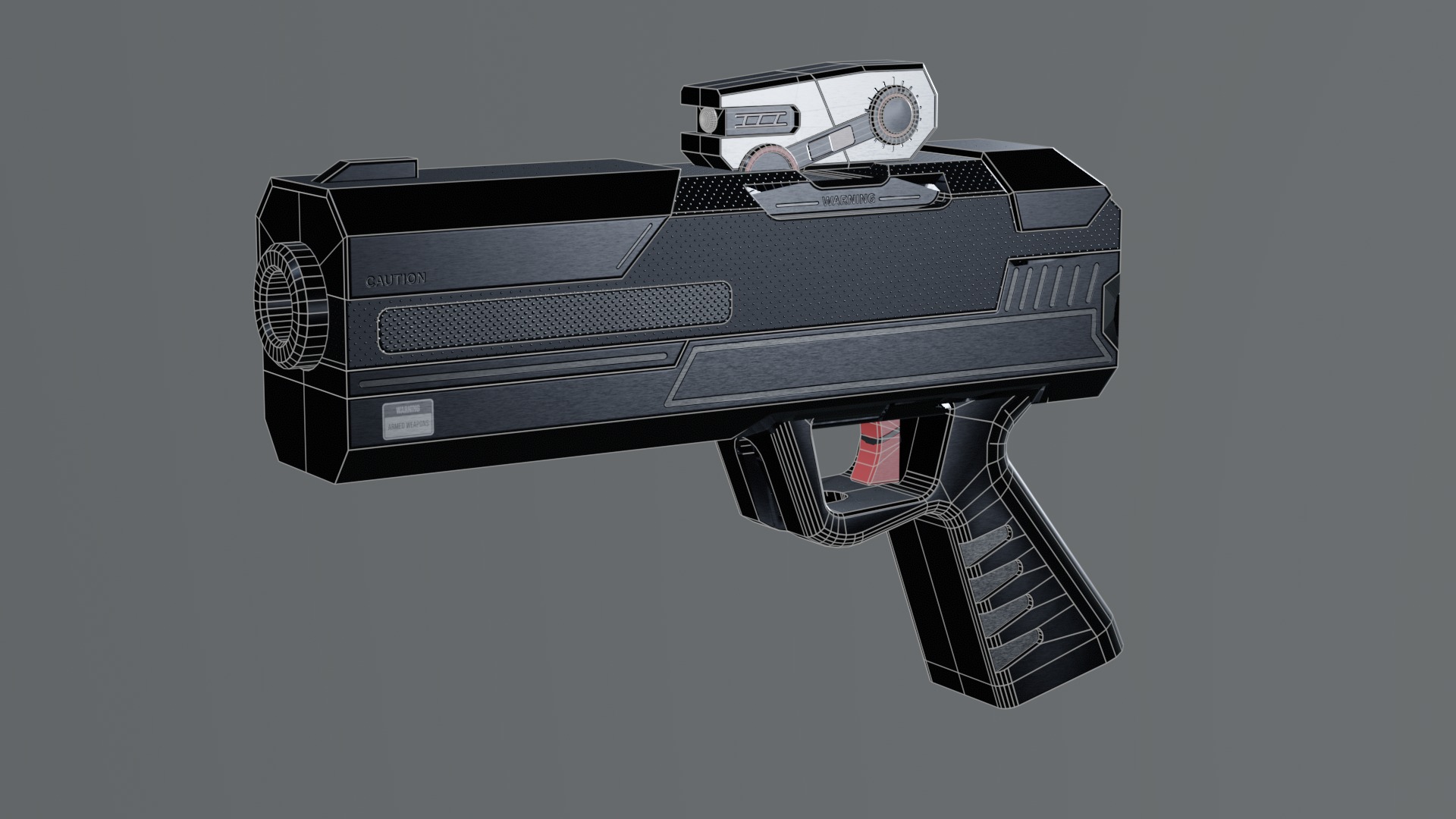 Scifi Gun or Pistol Concept for Game Low-poly 3D model_13