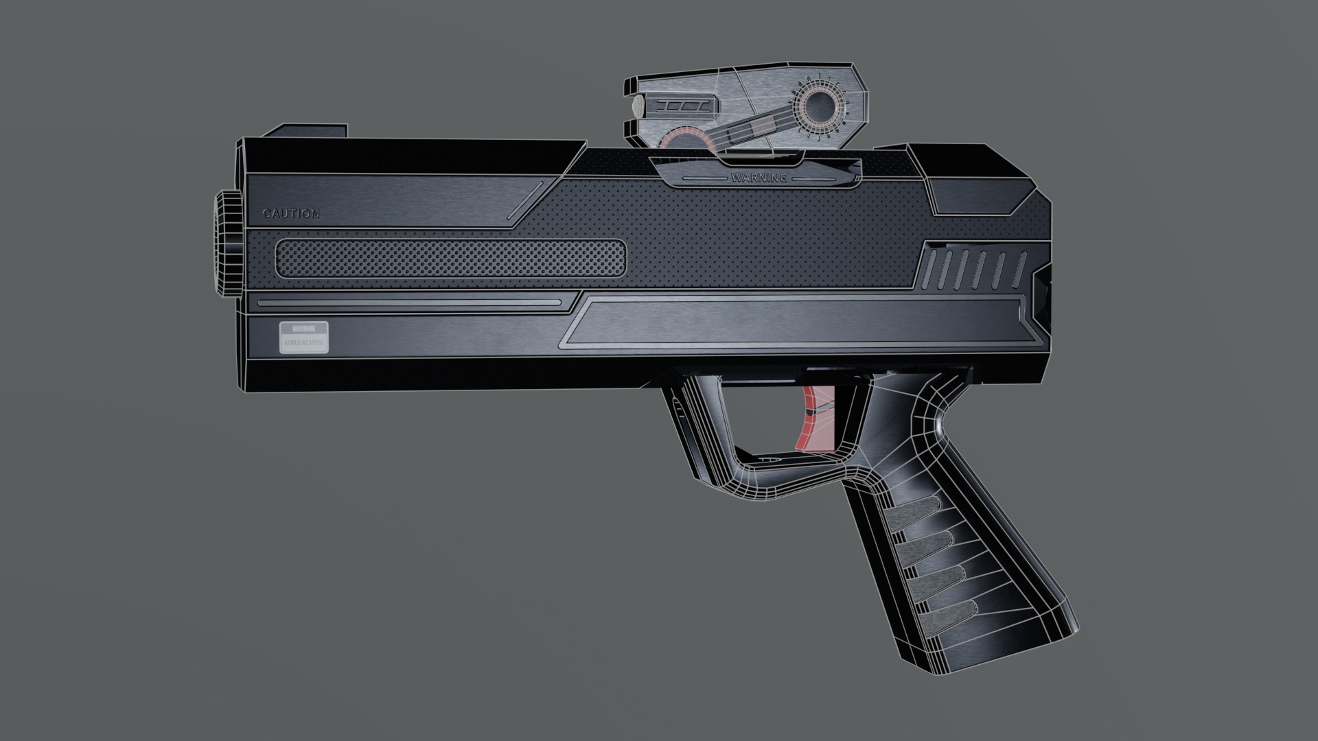 Scifi Gun or Pistol Concept for Game Low-poly 3D model_14