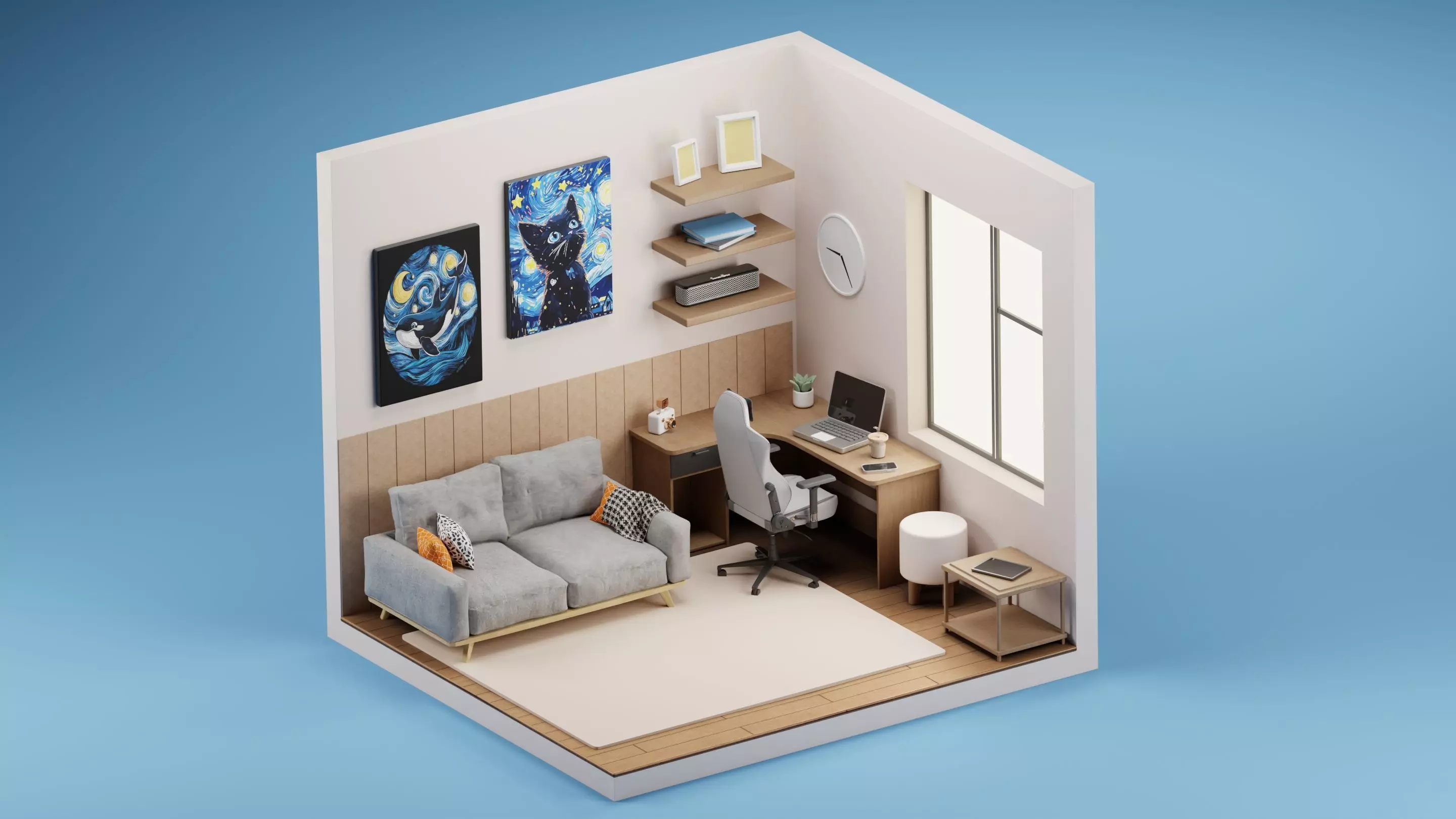 Room isometric 3D model_0