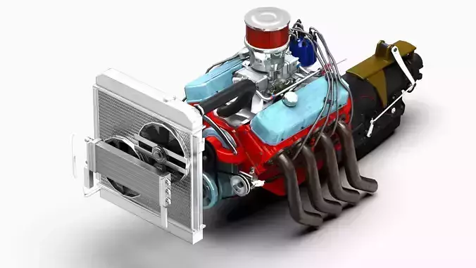 Chevy 454 Big Block V8 Engine Low-poly 3D model