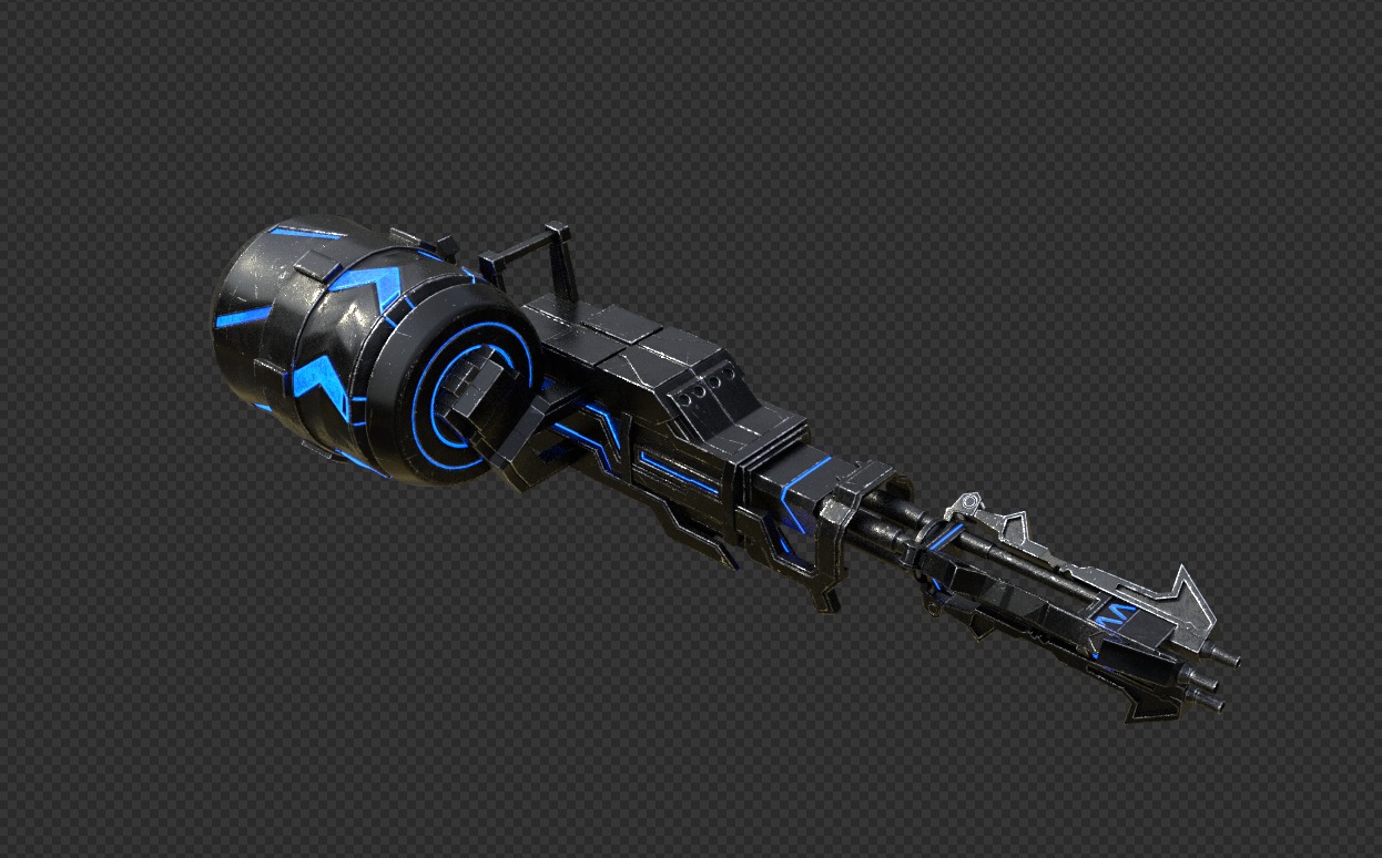 Black Rock Shooter Rock Cannon Rock Gatling Low-poly 3D model_1