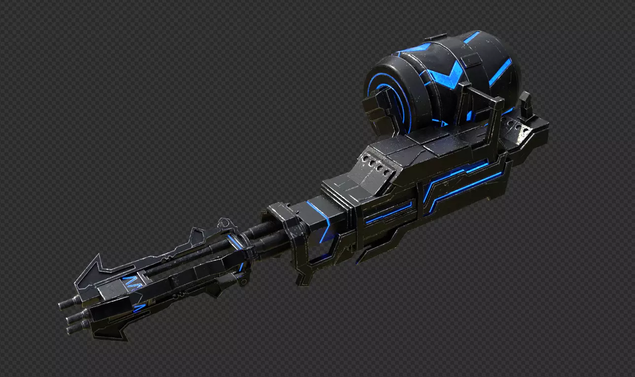 Black Rock Shooter Rock Cannon Rock Gatling Low-poly 3D model_0