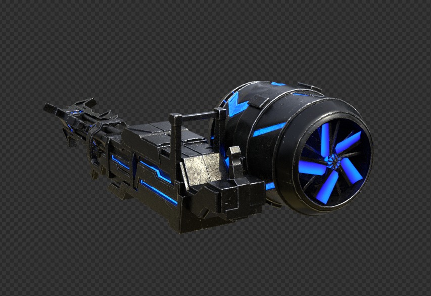 Black Rock Shooter Rock Cannon Rock Gatling Low-poly 3D model_3