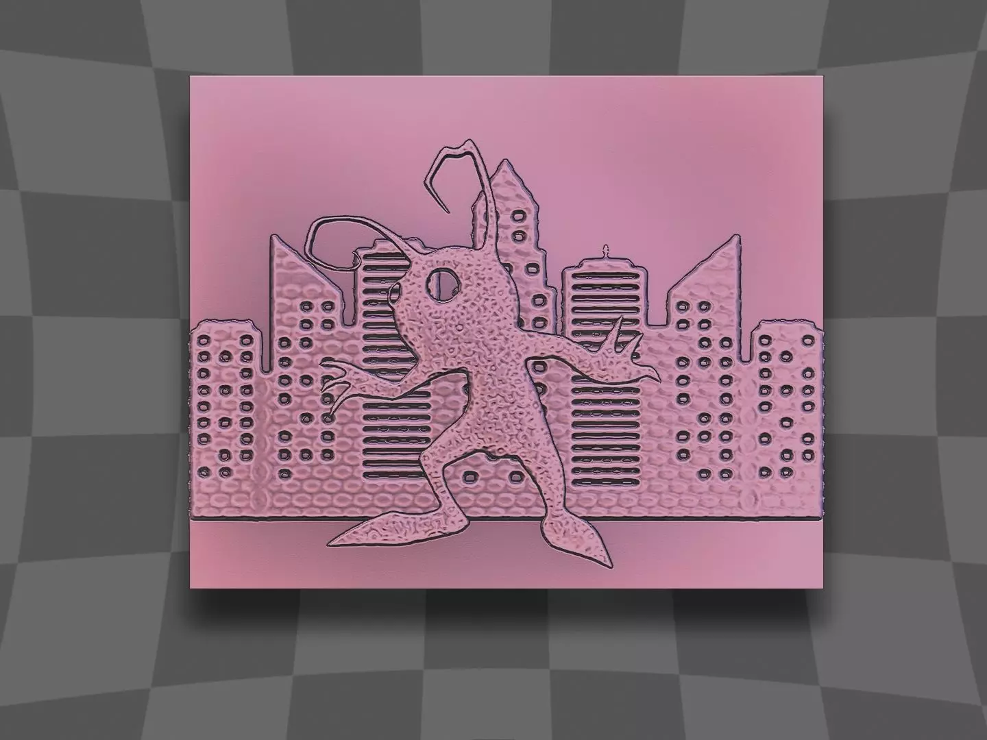 Alien in city for CNC and printing 3D print model