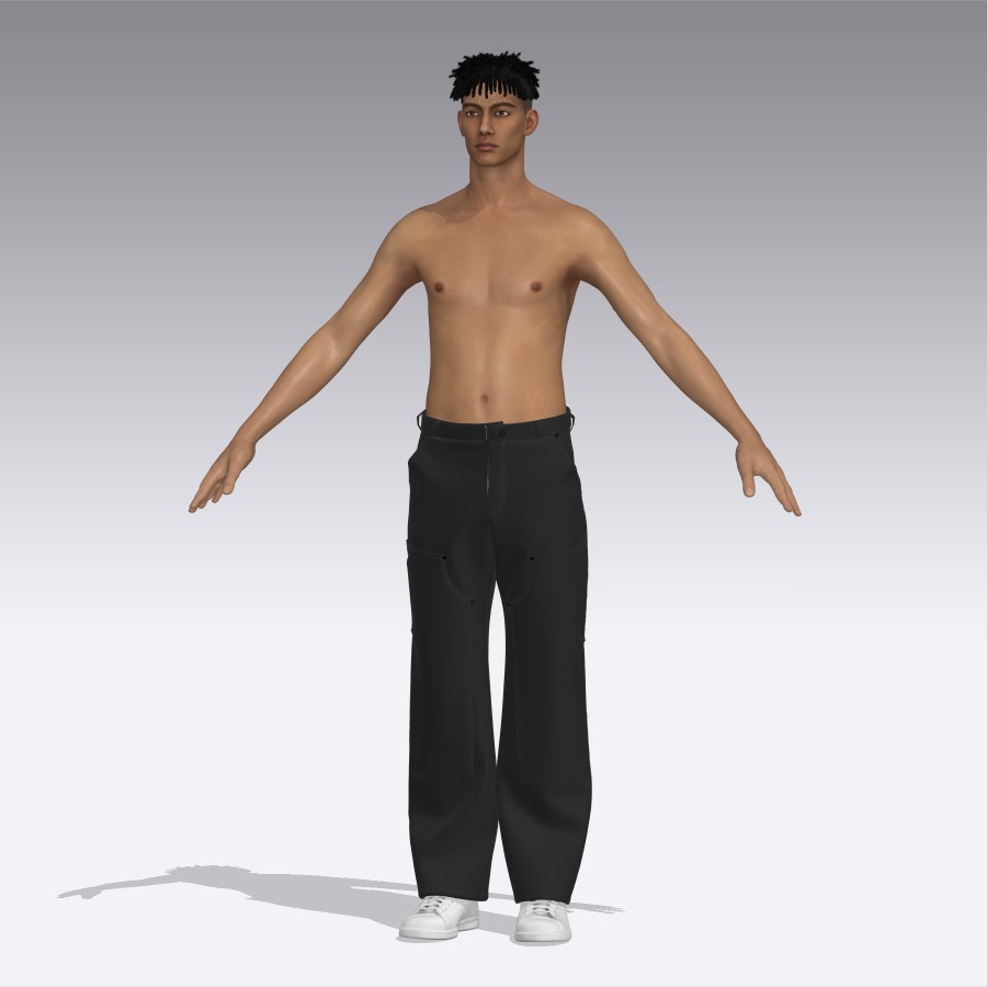 3D Mens Cargo jeans Realistic Clothing Model Clo3D 3D model_14