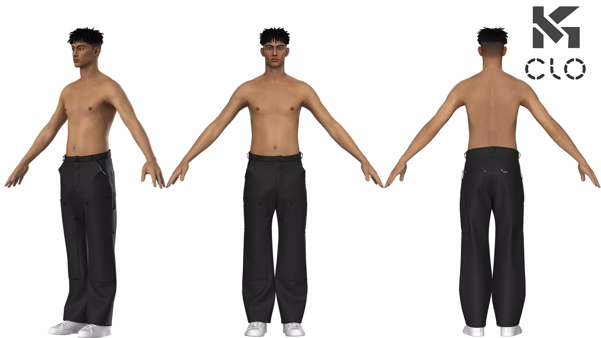 3D Mens Cargo jeans Realistic Clothing Model Clo3D 3D model_0