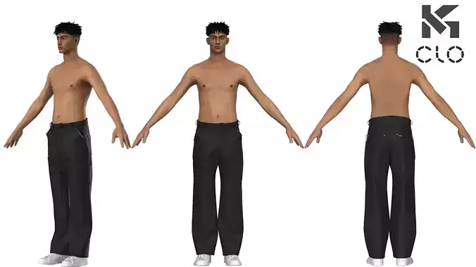 3D Mens Cargo jeans Realistic Clothing Model Clo3D