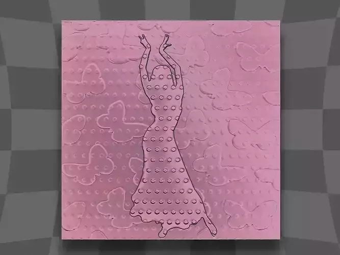 Girl dance with butterflies for printing 