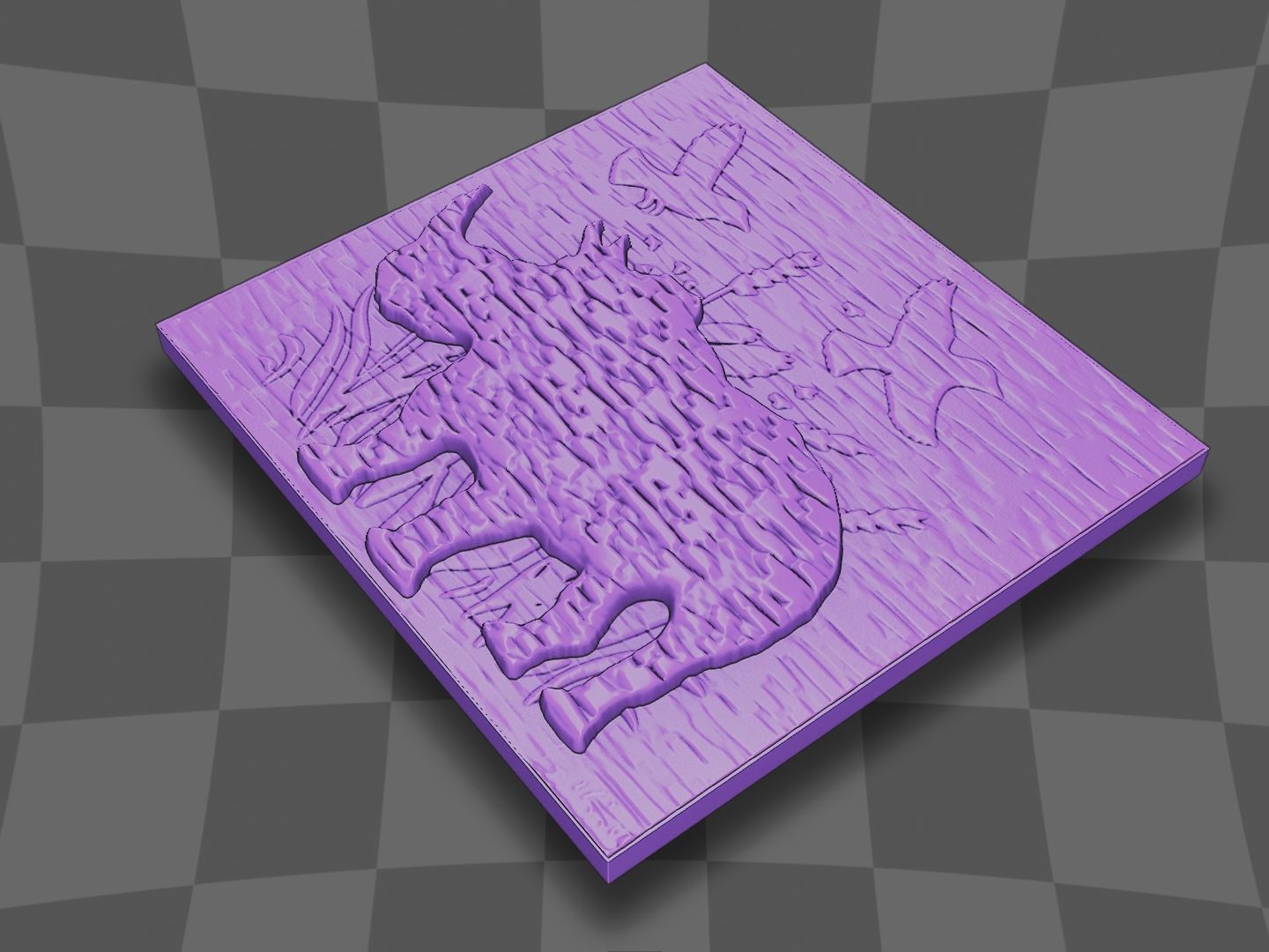 Rhinoceros in lake for CNC and 3D printing 3D print model_5